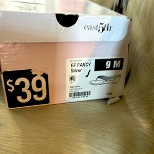 East 5th silver sandal wedge